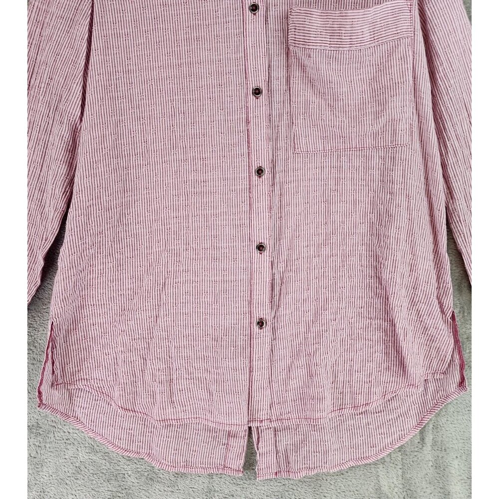 Free People Shirt Womens Extra Small Red Striped No Limits Button Up Split Back - Picture 7 of 10